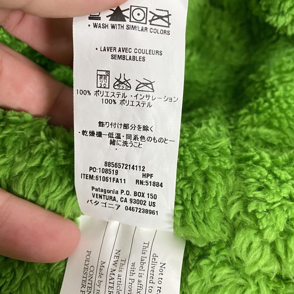 Patagonia Jacket Infant 6M Green Plaid Hooded Sherpa Fleece Lined Winter Outdoor - Picture 8 of 13